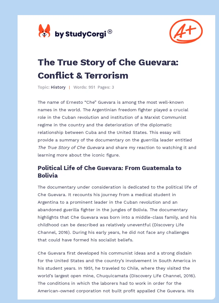The True Story of Che Guevara: Conflict & Terrorism. Page 1