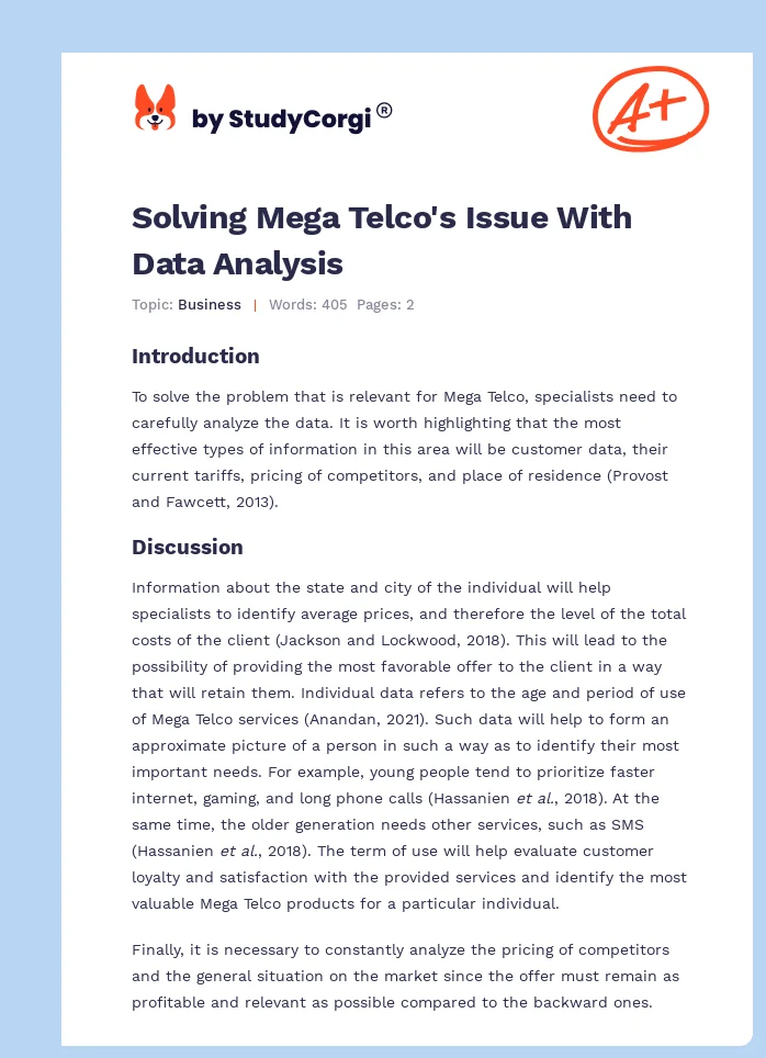 Solving Mega Telco's Issue With Data Analysis. Page 1