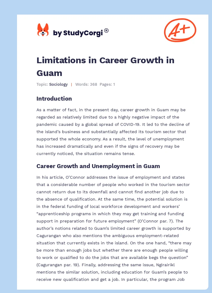 Limitations in Career Growth in Guam. Page 1