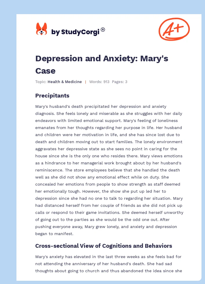 Depression and Anxiety: Mary's Case. Page 1