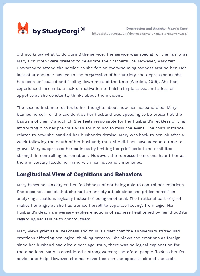 Depression and Anxiety: Mary's Case. Page 2