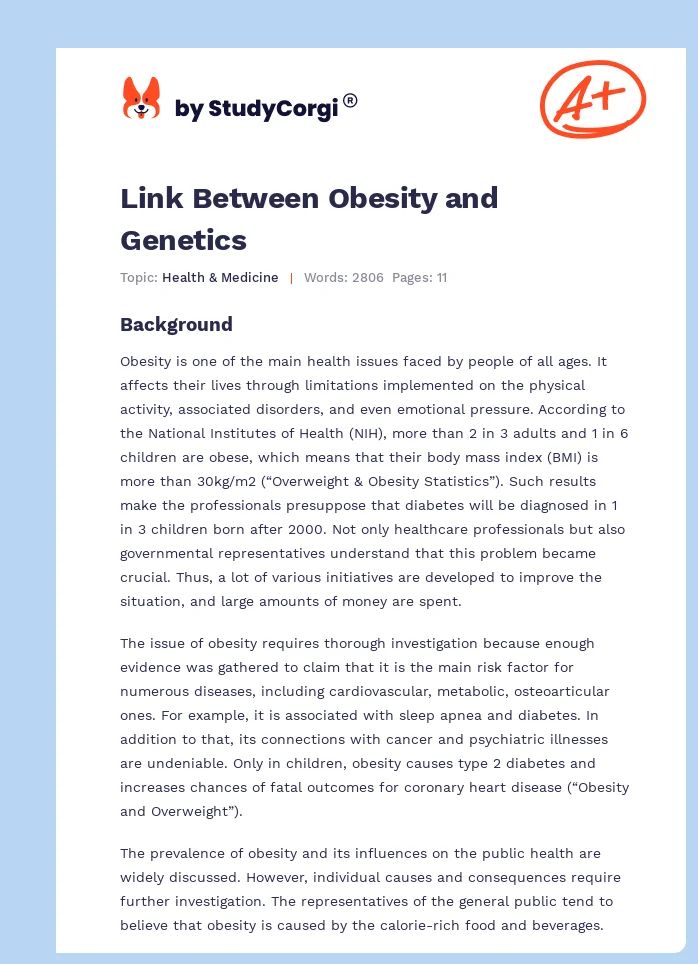 Link Between Obesity and Genetics. Page 1