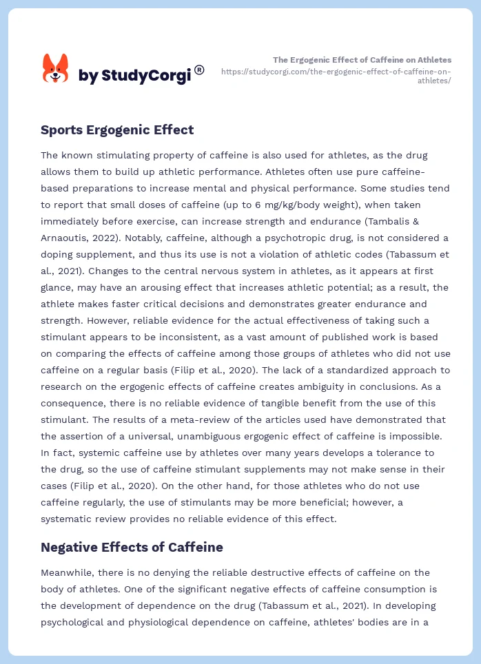 The Ergogenic Effect of Caffeine on Athletes. Page 2