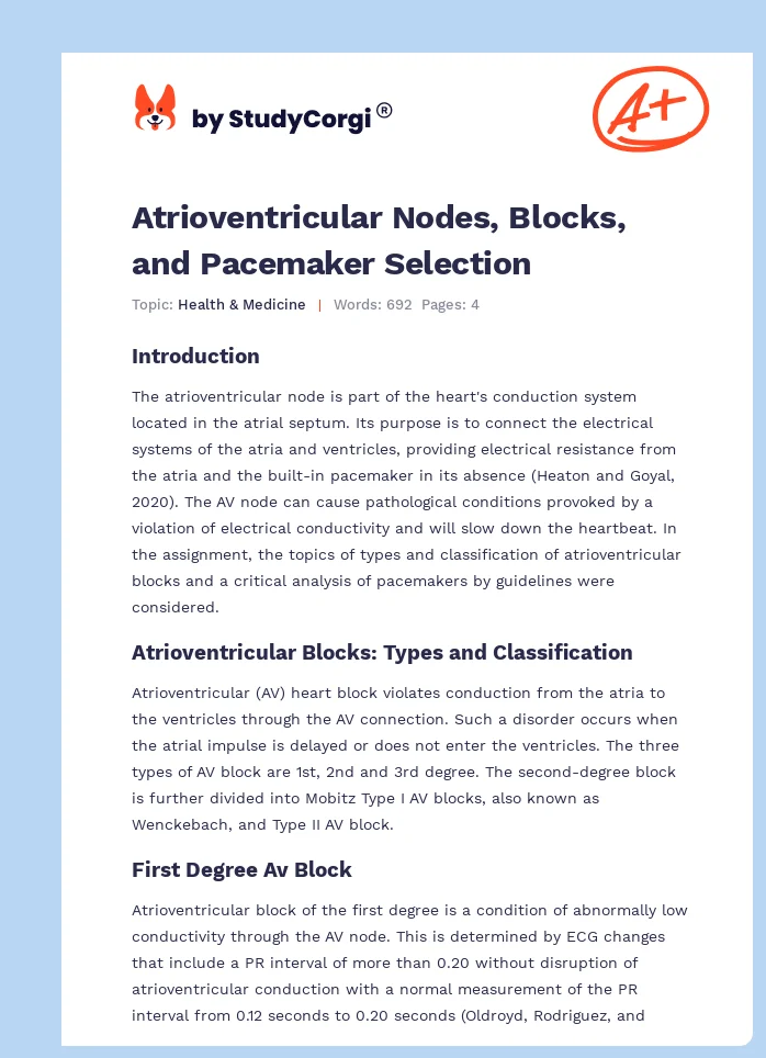 Atrioventricular Nodes, Blocks, and Pacemaker Selection. Page 1
