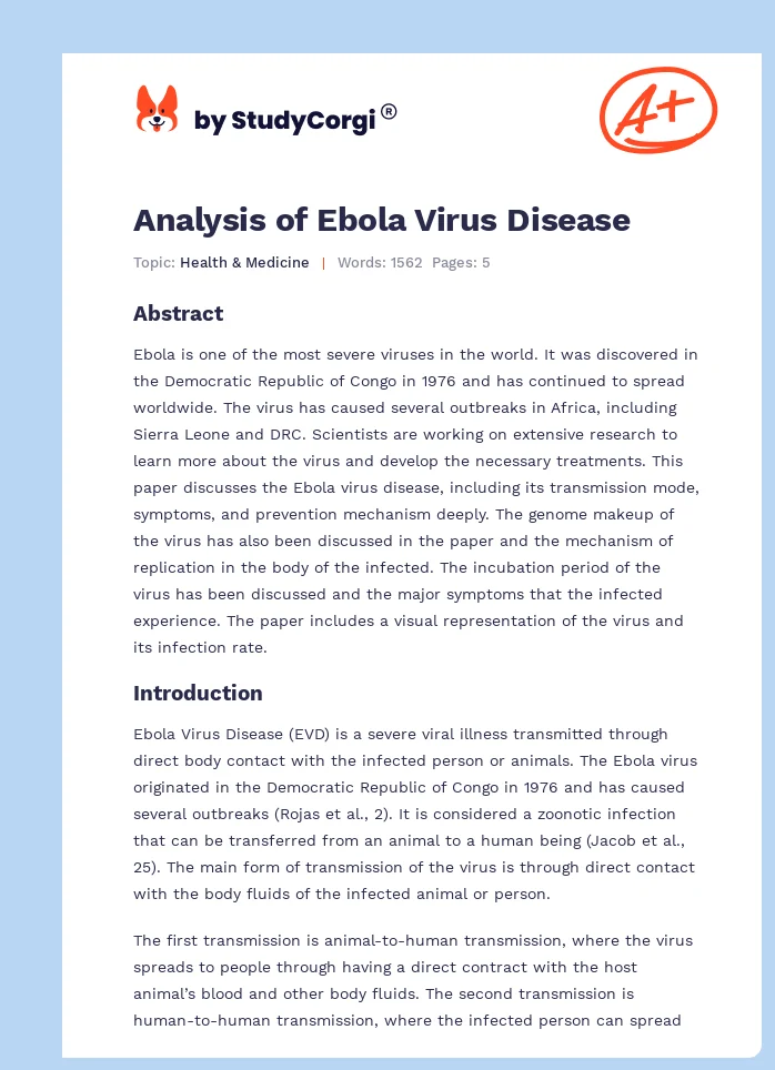 Analysis of Ebola Virus Disease. Page 1