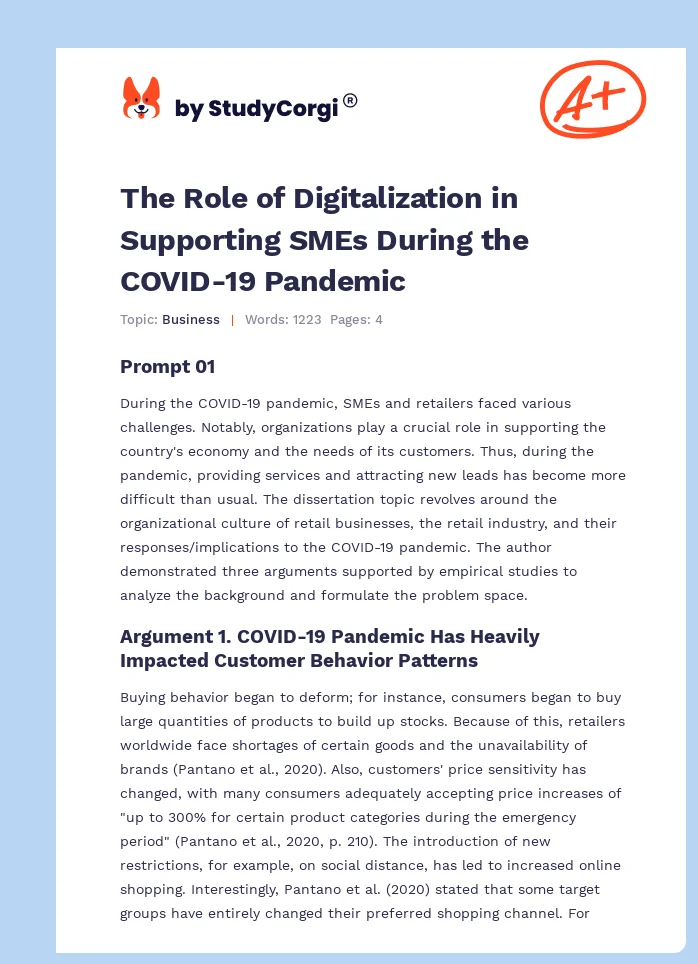The Role of Digitalization in Supporting SMEs During the COVID-19 Pandemic. Page 1