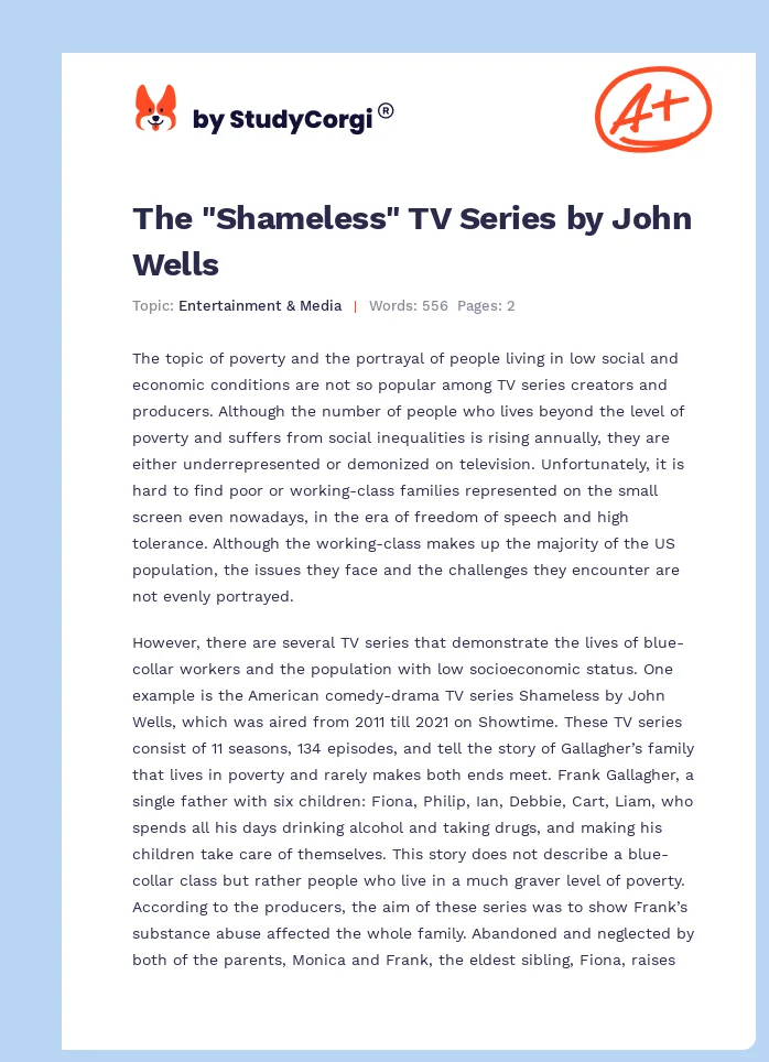 The "Shameless" TV Series by John Wells. Page 1