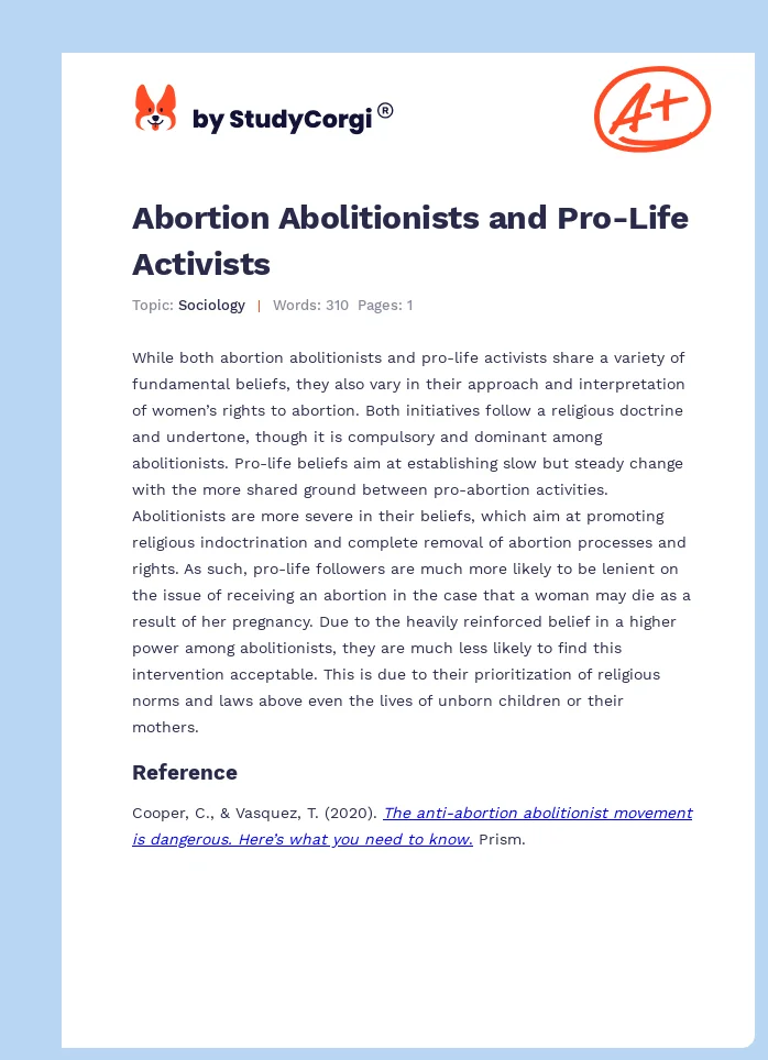 Abortion Abolitionists and Pro-Life Activists. Page 1