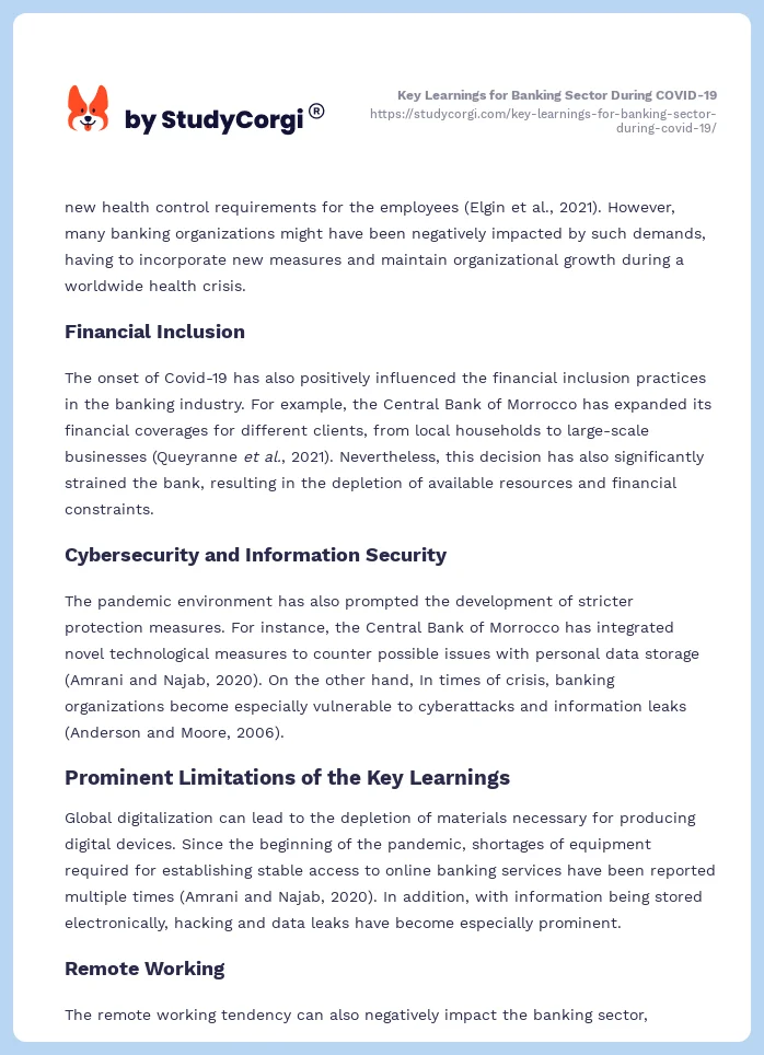 Key Learnings for Banking Sector During COVID-19. Page 2