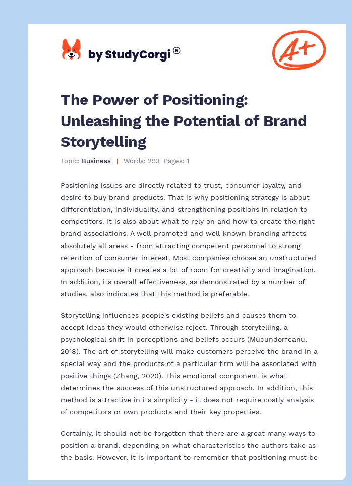 The Power of Positioning: Unleashing the Potential of Brand Storytelling. Page 1