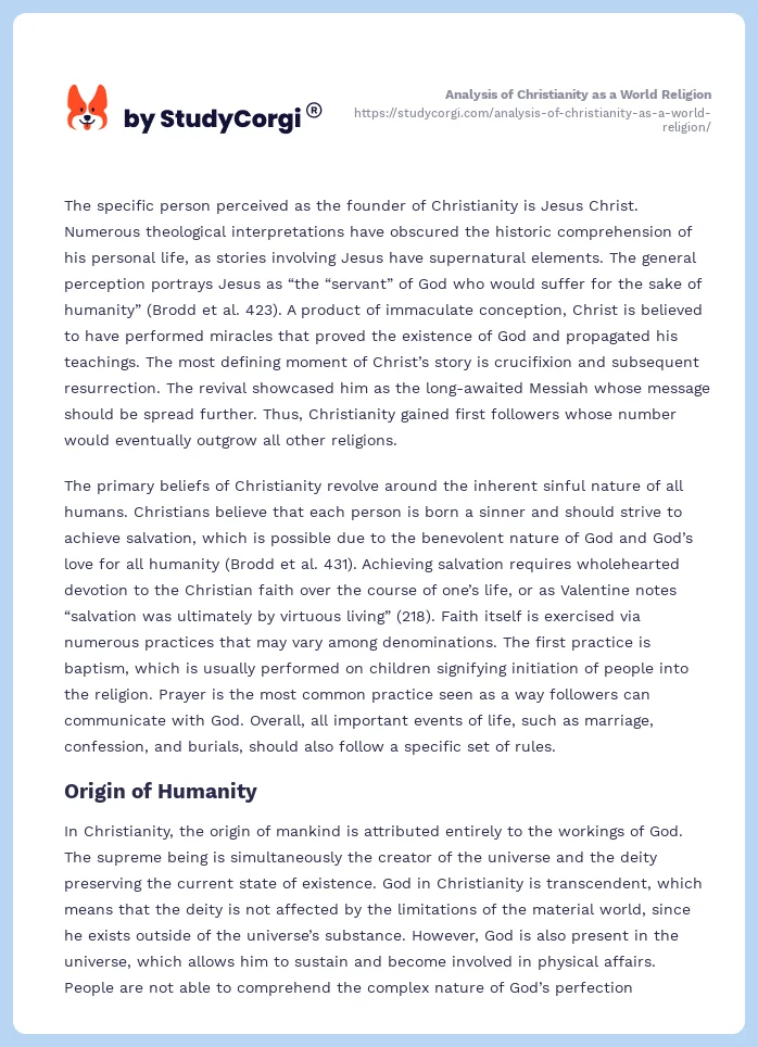 Analysis of Christianity as a World Religion. Page 2