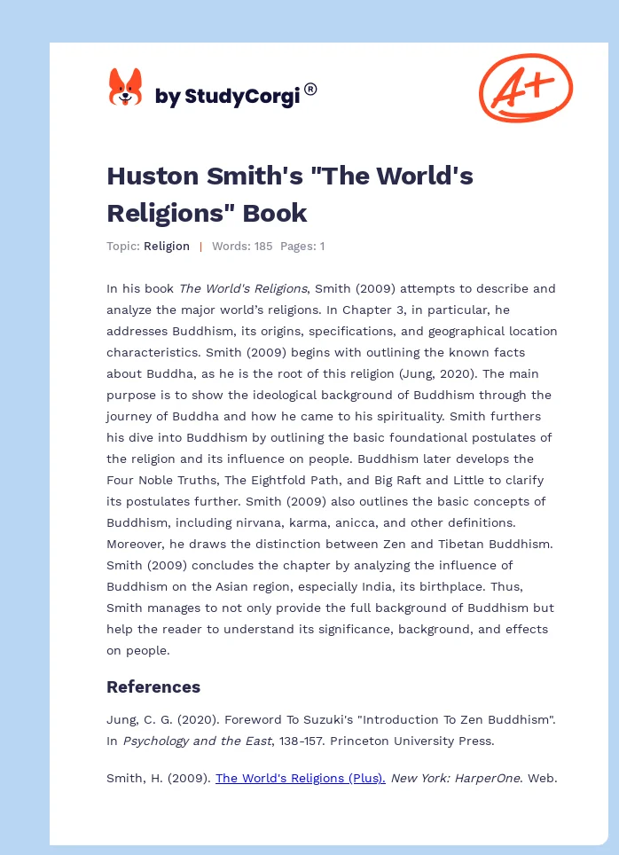 Huston Smith's "The World's Religions" Book. Page 1