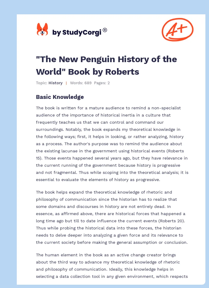 "The New Penguin History of the World" Book by Roberts. Page 1