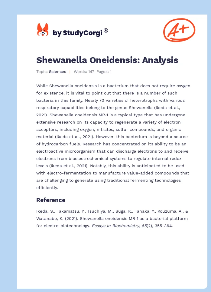 Shewanella Oneidensis: Analysis. Page 1