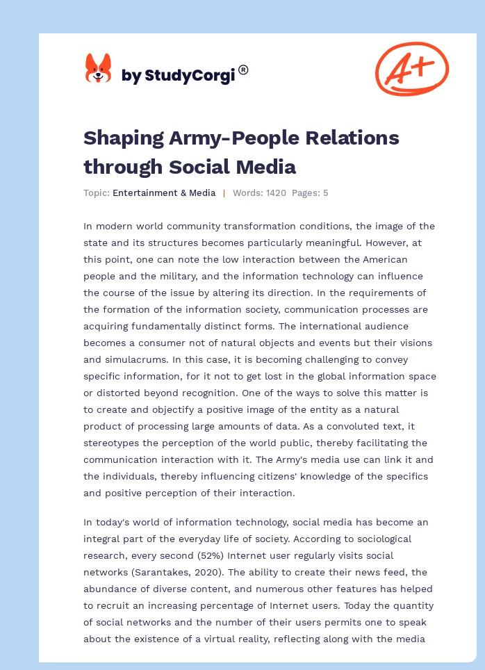 Shaping Army-People Relations through Social Media. Page 1