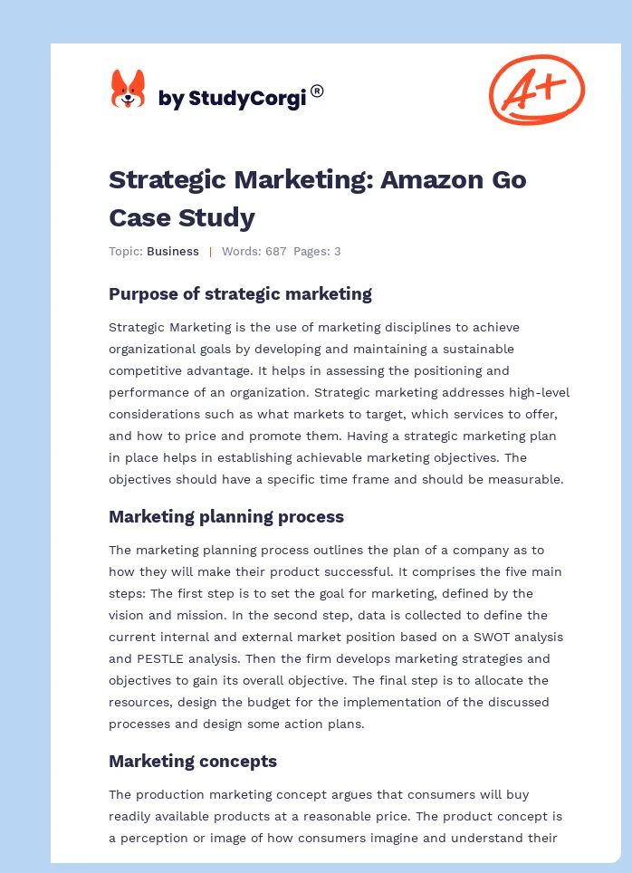 Strategic Marketing: Amazon Go Case Study. Page 1