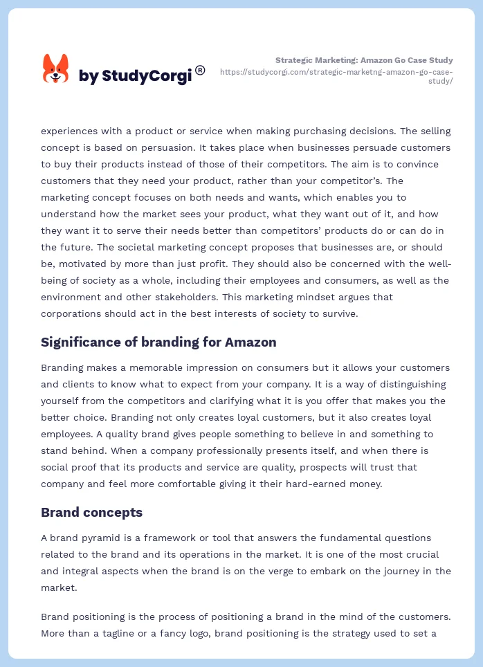 Strategic Marketing: Amazon Go Case Study. Page 2