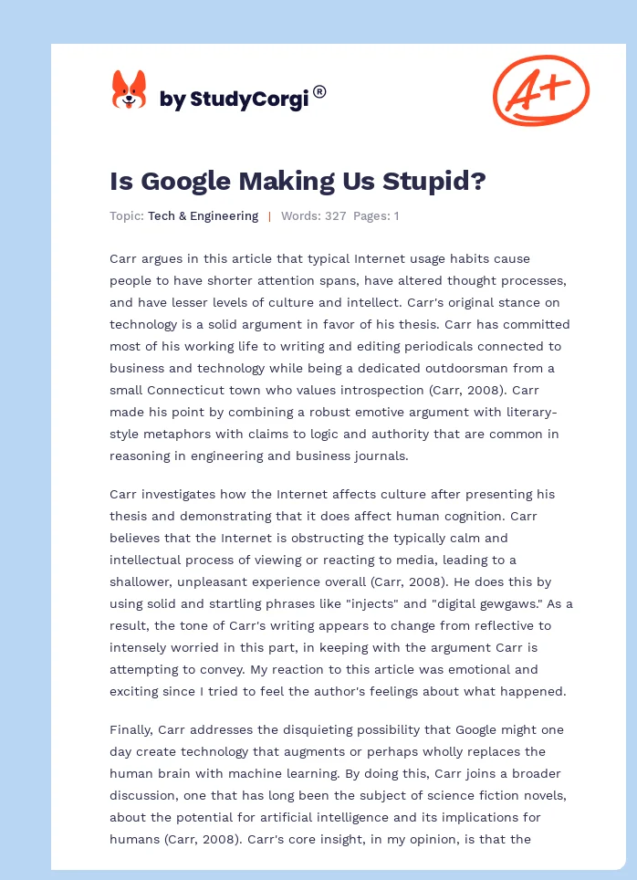 Is Google Making Us Stupid?. Page 1
