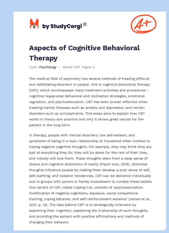 Aspects of Cognitive Behavioral Therapy. Page 1
