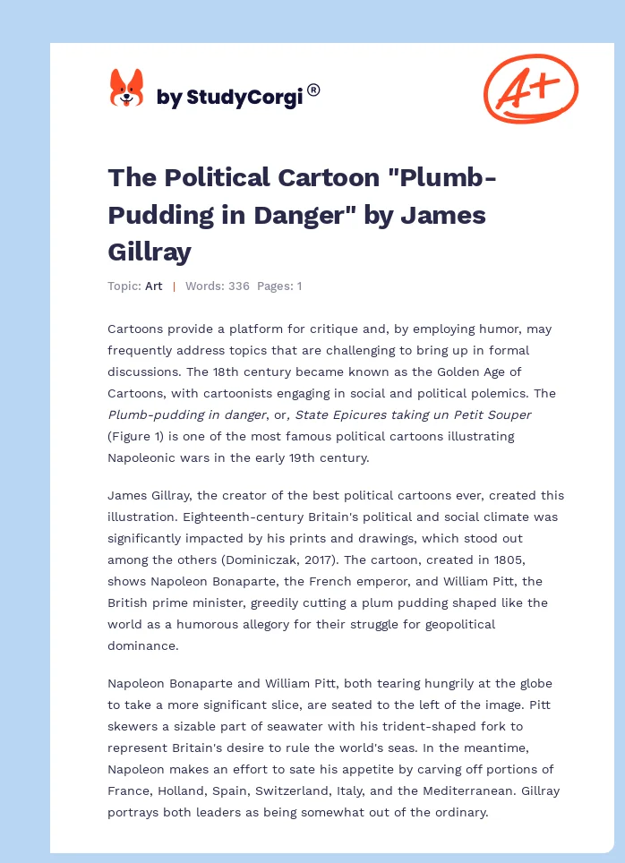 The Political Cartoon "Plumb-Pudding in Danger" by James Gillray. Page 1