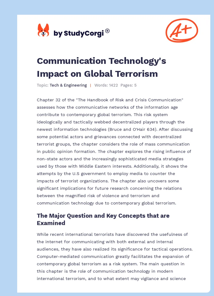 Communication Technology's Impact on Global Terrorism. Page 1