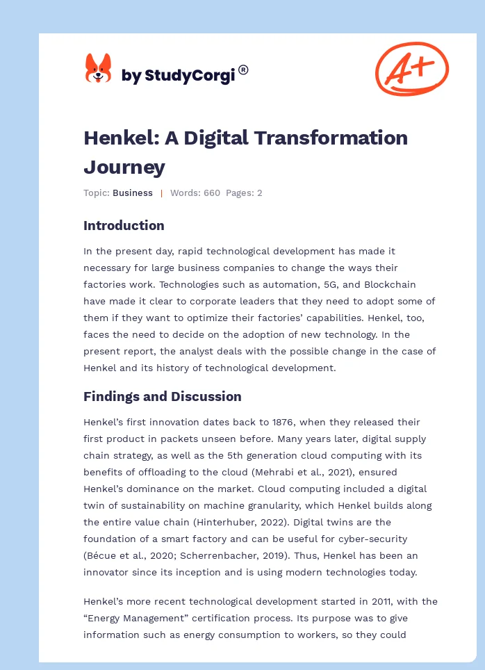 Henkel: A Digital Transformation Journey. Page 1