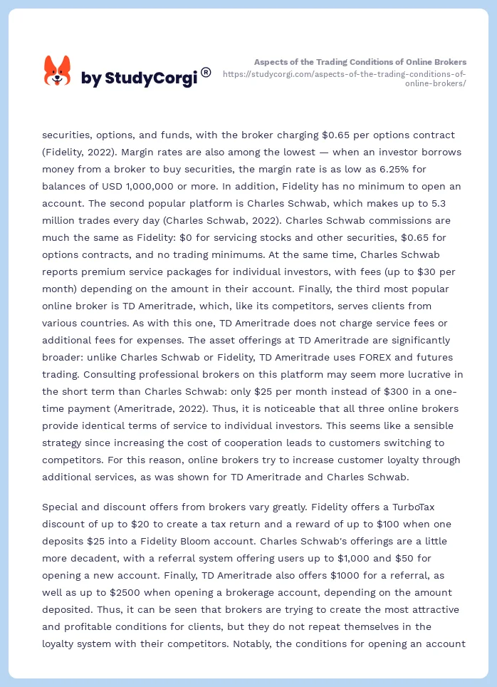 Aspects of the Trading Conditions of Online Brokers. Page 2