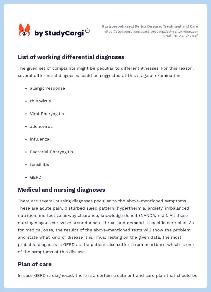 Gastroesophageal Reflux Disease: Treatment and Care. Page 2
