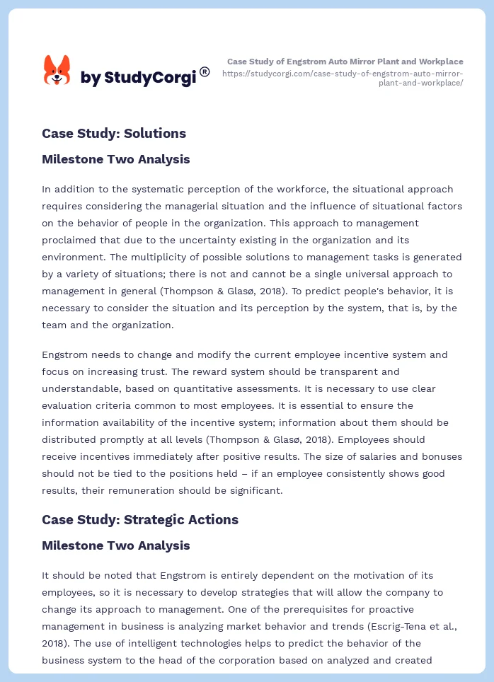 Case Study of Engstrom Auto Mirror Plant and Workplace. Page 2
