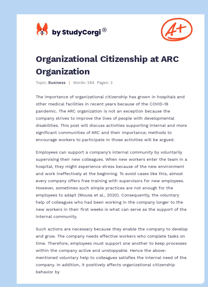 Organizational Citizenship at ARC Organization. Page 1