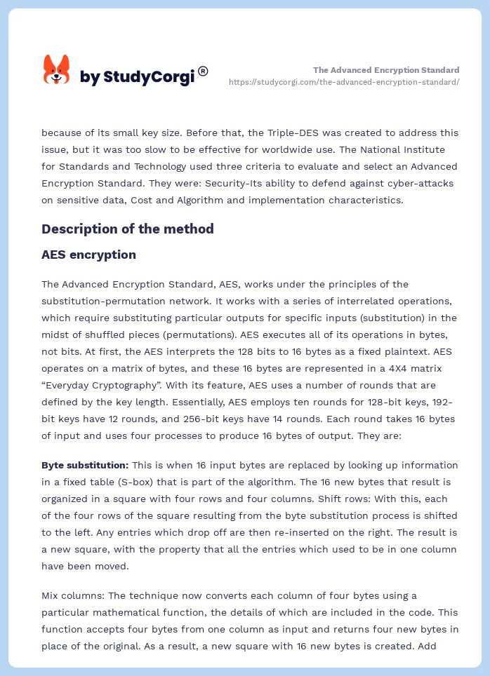 The Advanced Encryption Standard. Page 2
