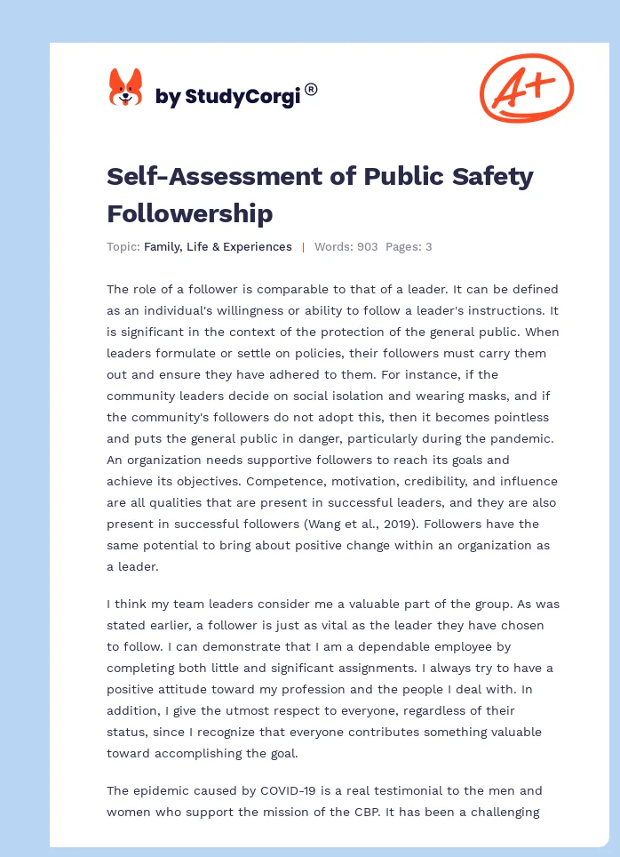 Self-Assessment of Public Safety Followership. Page 1