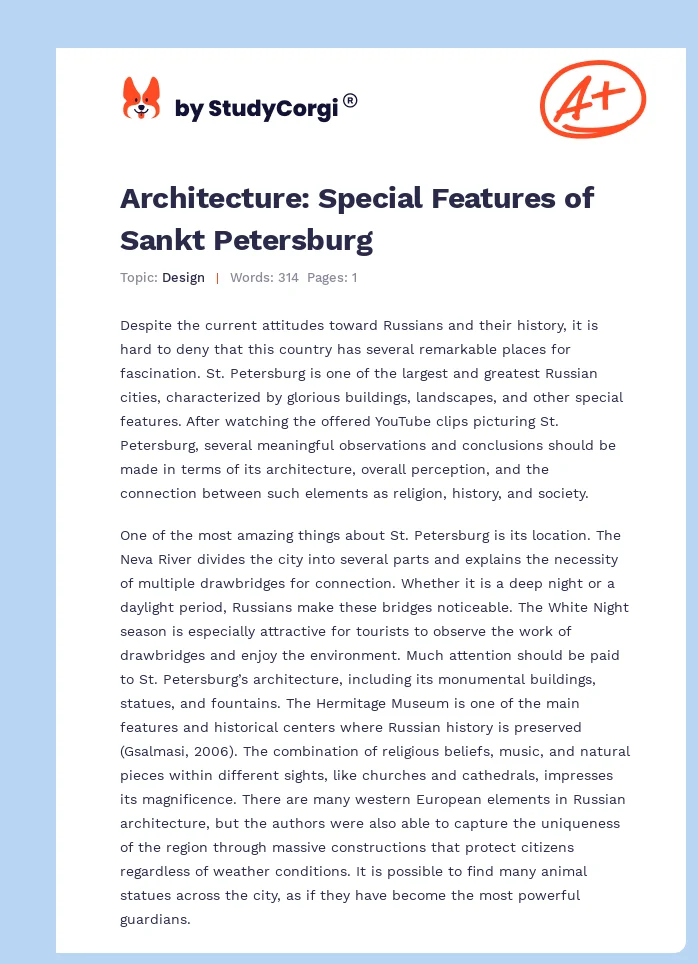 Architecture: Special Features of Sankt Petersburg. Page 1