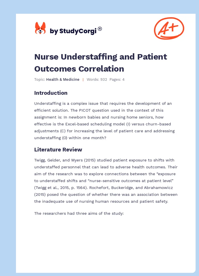 Nurse Understaffing and Patient Outcomes Correlation. Page 1