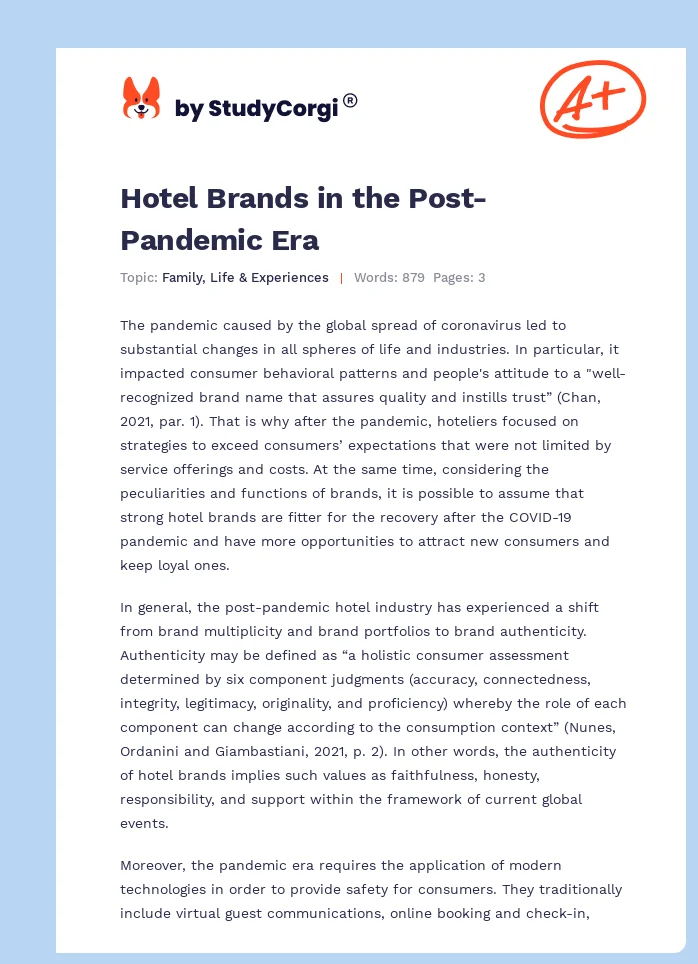 Hotel Brands in the Post-Pandemic Era. Page 1