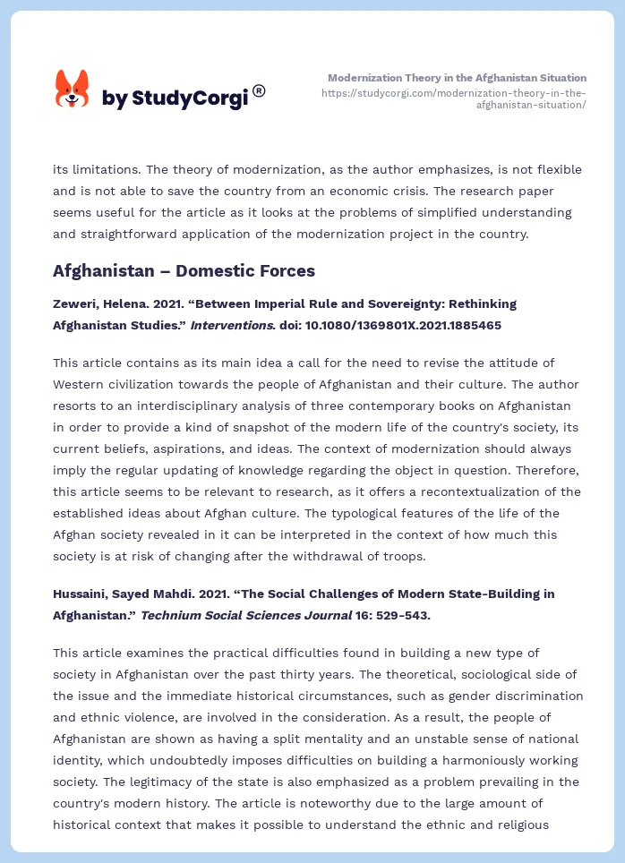 Modernization Theory in the Afghanistan Situation. Page 2