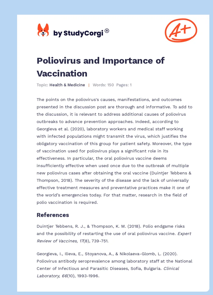 Poliovirus and Importance of Vaccination. Page 1