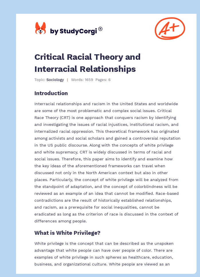 Critical Racial Theory and Interracial Relationships. Page 1