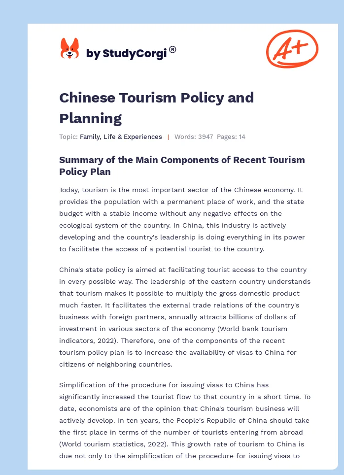 Chinese Tourism Policy and Planning. Page 1