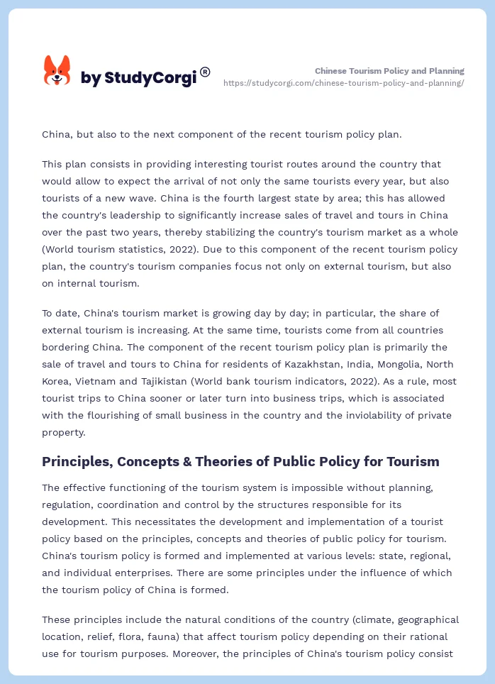 Chinese Tourism Policy and Planning. Page 2