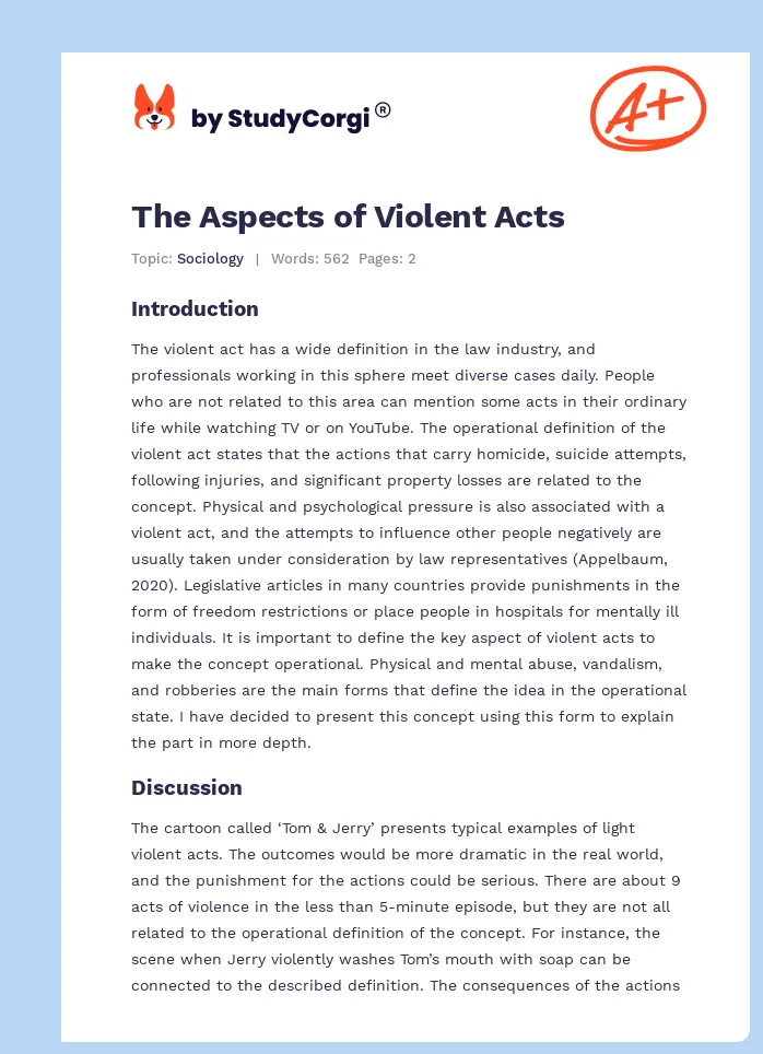 The Aspects of Violent Acts. Page 1