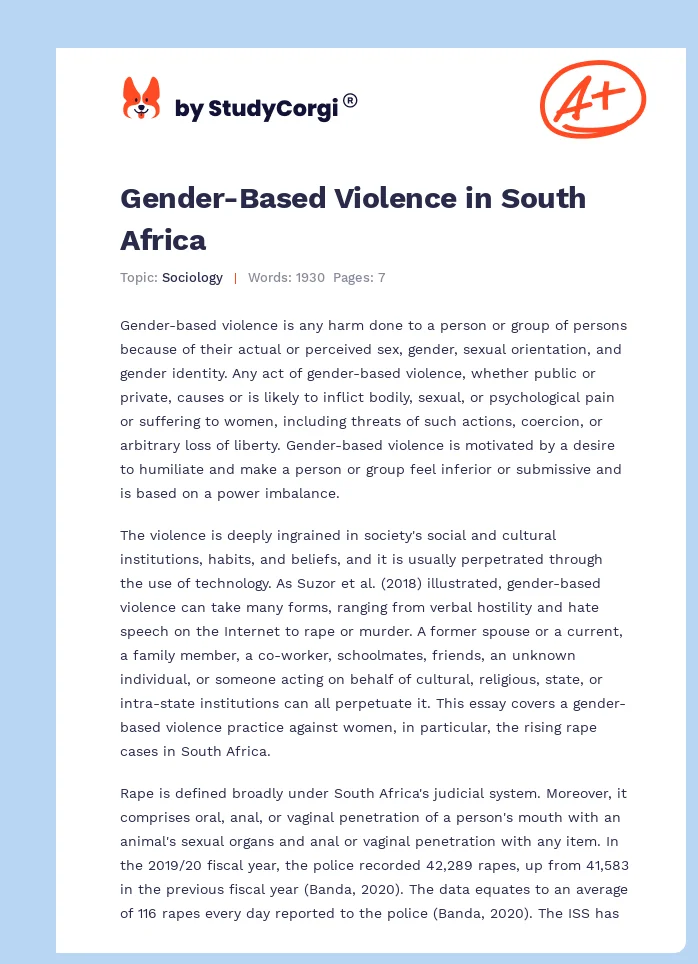 Gender-Based Violence in South Africa. Page 1