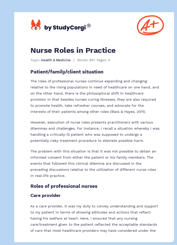 Nurse Roles in Practice. Page 1