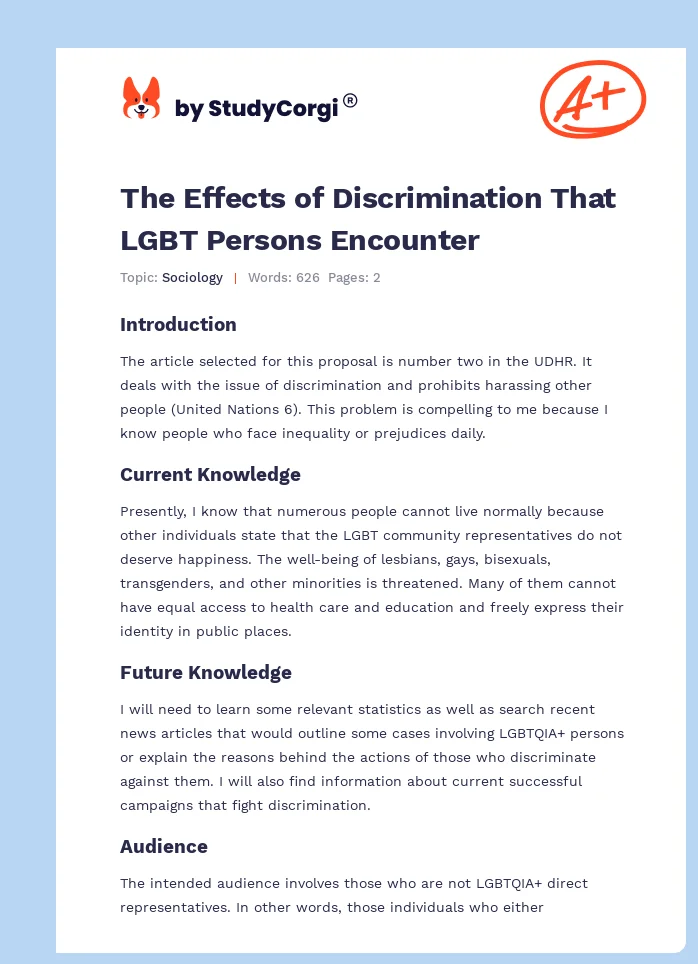 The Effects of Discrimination That LGBT Persons Encounter. Page 1