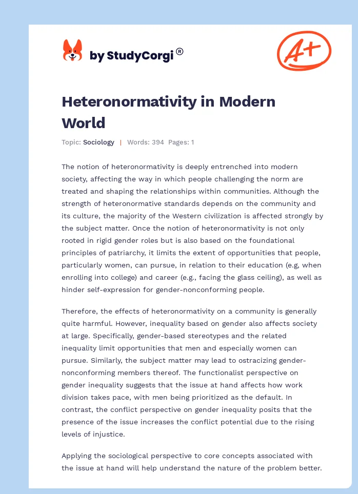 Heteronormativity in Modern World. Page 1