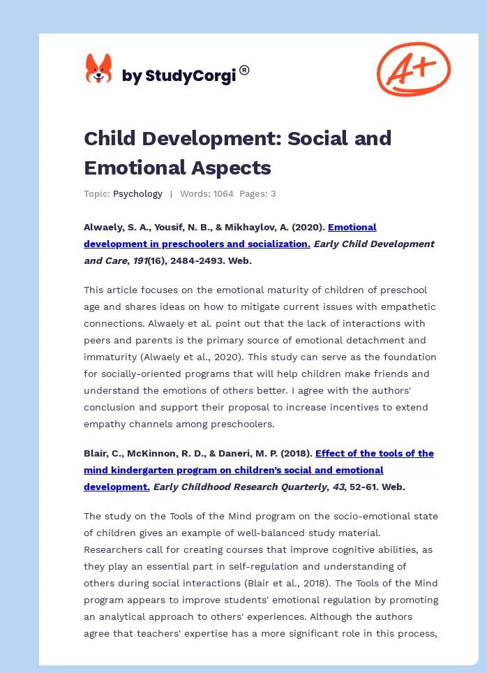 Child Development: Social and Emotional Aspects. Page 1
