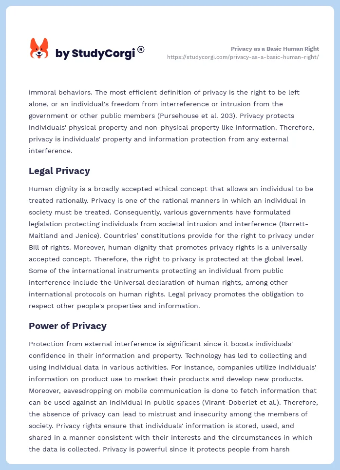 Privacy as a Basic Human Right. Page 2