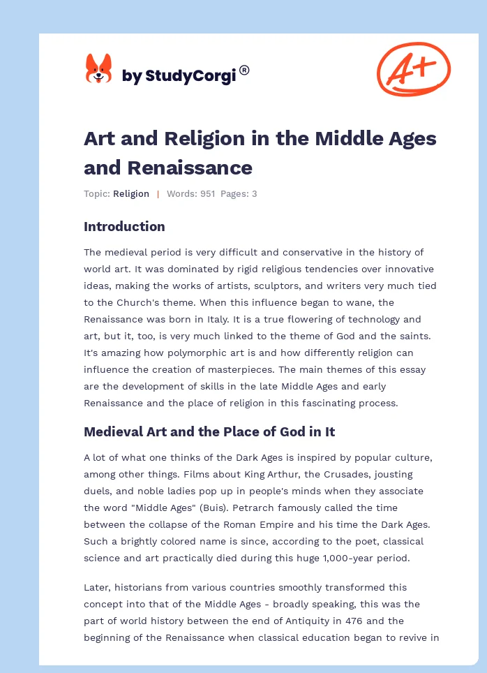 Art and Religion in the Middle Ages and Renaissance. Page 1