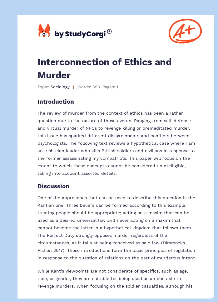 Interconnection of Ethics and Murder. Page 1