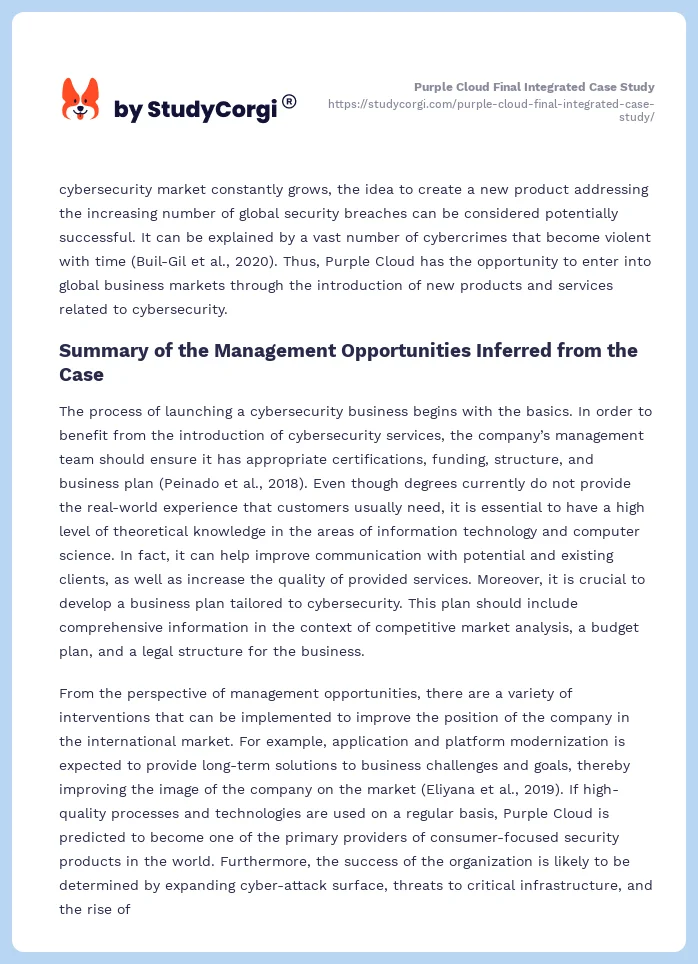 Purple Cloud Final Integrated Case Study. Page 2